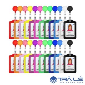 Thẻ Đeo Thẻ Nhân Viên Da PU Kèm Móc Rút - Đủ Màu Sắc
