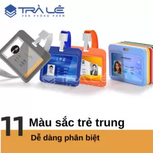 Thẻ nhựa 2 mặt kèm dây đeo nhiều màu – Dùng cho nhân viên, học sinh, sự kiện