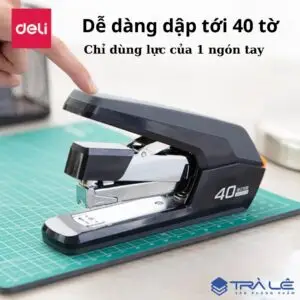 Dập ghim Deli 0371 chính hãng dập tối đa 40 tờ có trợ lực