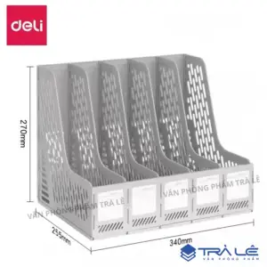 Kệ hồ sơ Deli 5 ngăn bằng nhựa cao cấp, đựng bìa còng và tài liệu A4 gọn gàng, tiết kiệm diện tích, phù hợp văn phòng và gia đình.