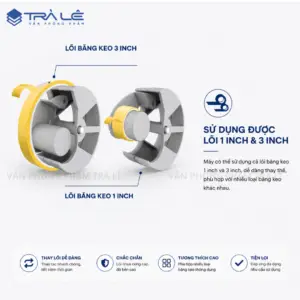 Máy cắt băng keo Motex MTX-03 Prime xuất xứ Hàn Quốc, hỗ trợ lõi 1 inch và 3 inch, 2 lưỡi cắt, đế chống trượt, bền bỉ, phù hợp văn phòng và kho hàng.