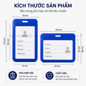 Bao đựng thẻ nhựa cứng 1 mặt bằng nhựa ABS cao cấp, mặt PVC trong suốt, chống gãy, bền đẹp, kích thước chuẩn 54x86mm, 10 màu sắc, phù hợp thẻ nhân viên, thẻ ra vào, giao hàng toàn quốc.