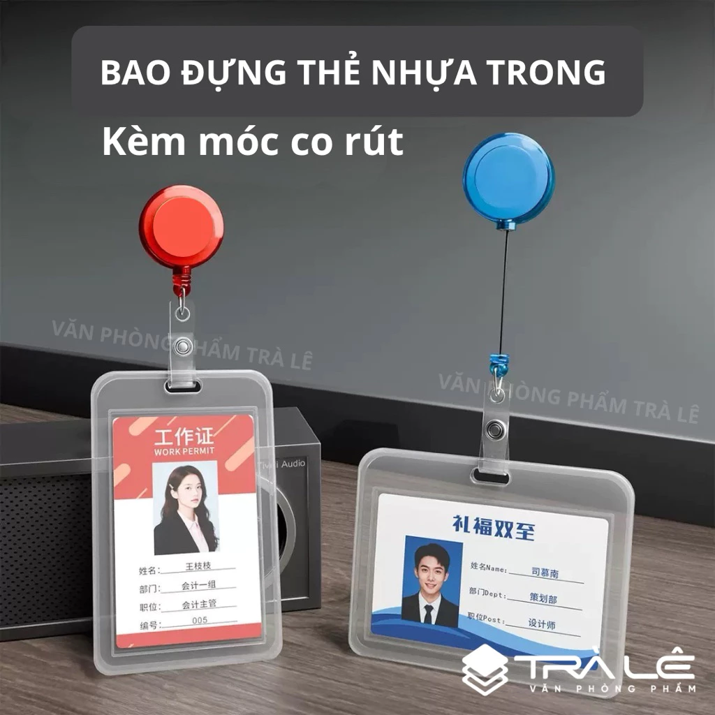 Bao Đựng Thẻ Nhựa Trong Kèm Móc Co Rút YY609