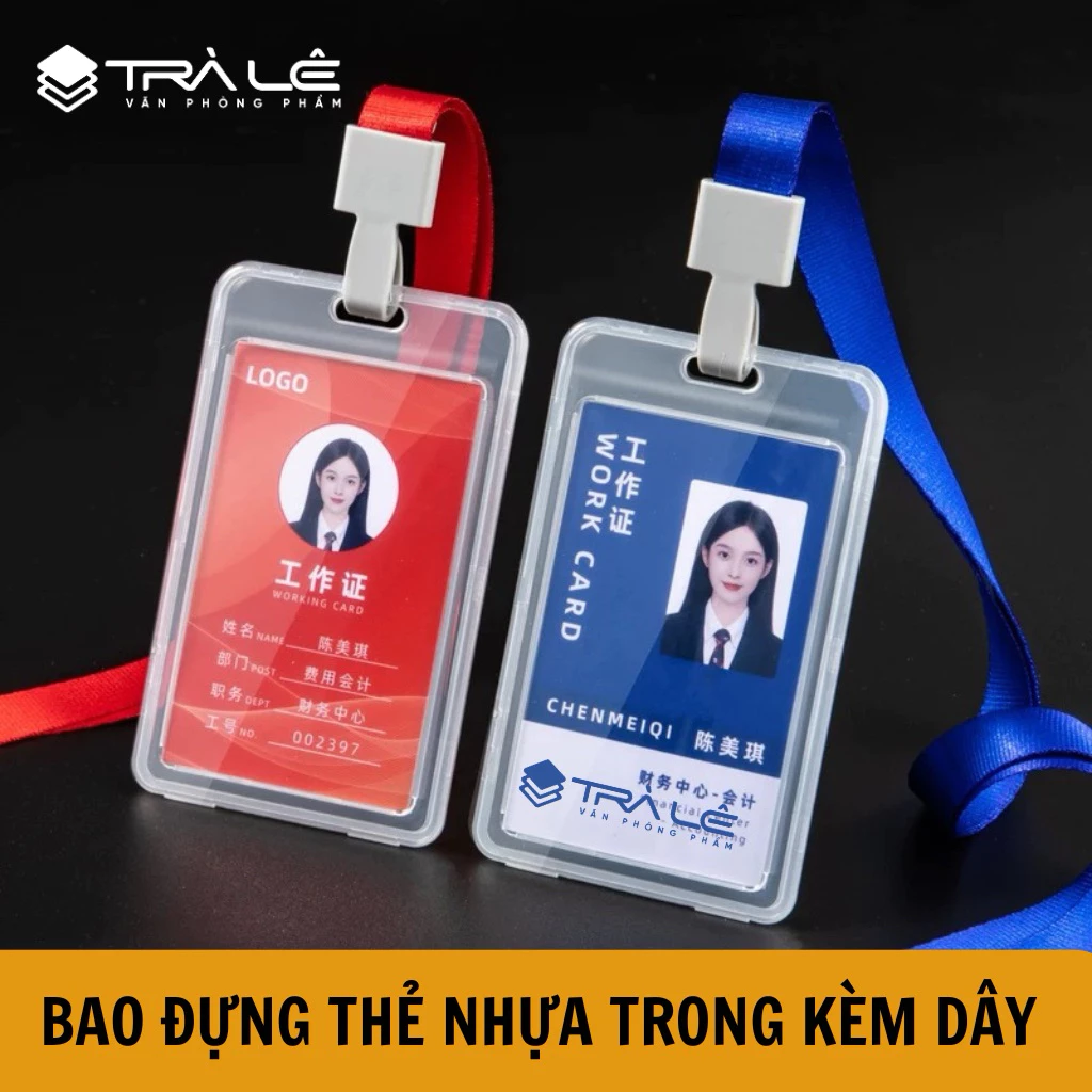 Bao Đựng Thẻ Nhựa Trong Suốt Kèm Dây Đeo 1.5cm GA609